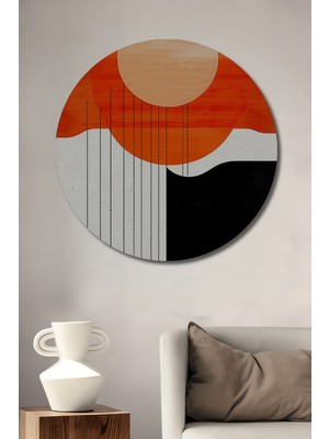 Turuncu Güneş Minimalist Modern Sanat Dekoratif Ahşap Dekoratif Ev/işyeri/ofis Yuvarlak Tablo