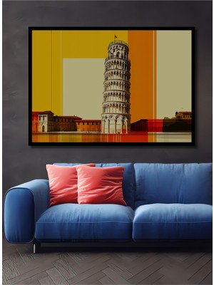 Çerçeve Görünümlü Pisa Kulesi Italya Modern Sanat Dekoratif Ahşap Ev/işyeri/ofis Kare Tablo
