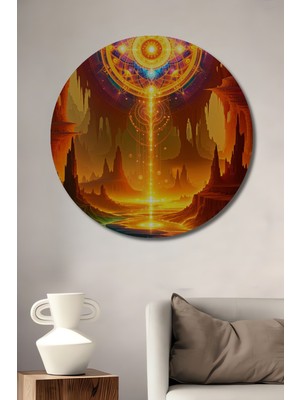 Altın Çağlayan Soyut Sanat Dekoratif Ahşap Ev/işyeri/ofis Yuvarlak Tablo