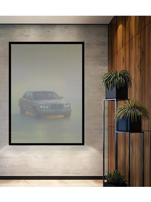 Çerçeve Görünümlü Retro Mercedes Yağlı Boya Görünümlü Dekoratif Ahşap Ev/işyeri/ofis Kare Tablo