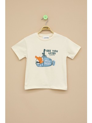 Krem Denizaltı Baskılı Erkek Bebek Kısa Kol Tişört 20939
