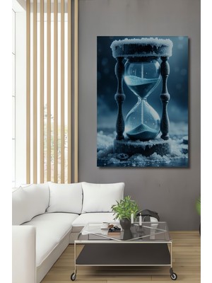 Buzlu Kum Saati Zamanı Durduran Güzellik Dekoratif Ahşap Ev/işyeri/ofis Kare Tablo