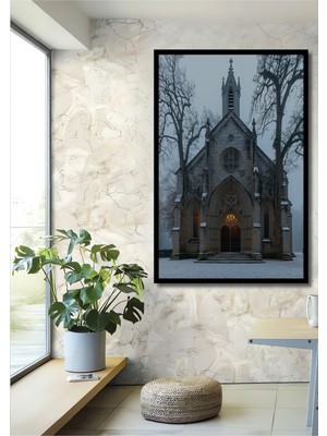 Çerçeve Görünümlü Gotik Katedral Gizemi Dekoratif Ahşap Ev/işyeri/ofis Kare Tablo