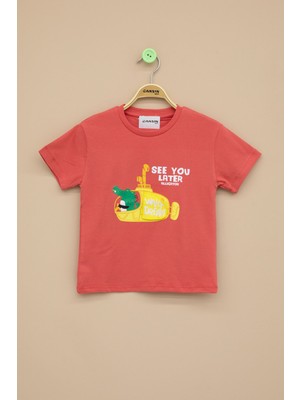 Kiremit Denizaltı Baskılı Erkek Bebek Kısa Kol Tişört 20942