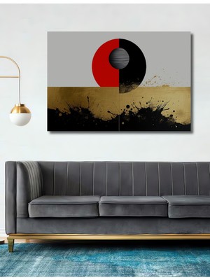 Altın Dokunuşlu Modern Sanat Yağlı Boya Görünümlü Dekoratif Ahşap Ev/işyeri/ofis Kare Tablo