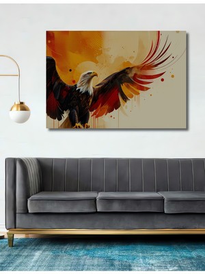 Soyut Kanatlı Kartal Yağlı Boya Görünümlü Dekoratif Ahşap Ev/işyeri/ofis Kare Tablo