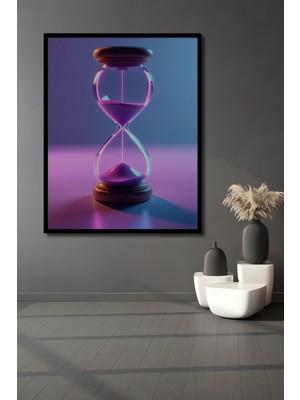 Çerçeve Görünümlü Neon Işıltılı Kum Saati Dekoratif Ahşap Ev/işyeri/ofis Kare Tablo