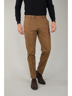 Bisse Haki Pamuklu Chino Pilesiz Erkek Pantolon PNS24K24001_D49