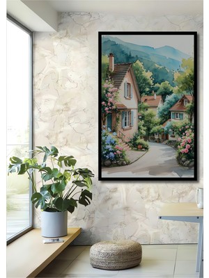 Çerçeve Görünümlü Saklı Cennet Sulu Boya Görünümlü Dekoratif Ahşap Ev/işyeri/ofis Kare Tablo