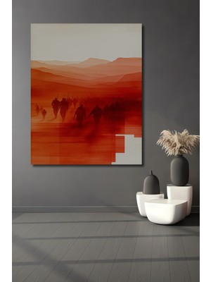 Kızıl Topraklar Askerleri Sulu Boya Görünümlü Dekoratif Ahşap Ev/işyeri/ofis Kare Tablo