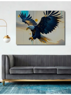 Modern Sanat Yağlı Boya Görünümlü Kartal Ev/işyeri/ofis Dekoratif Ahşap Kare Tablosu