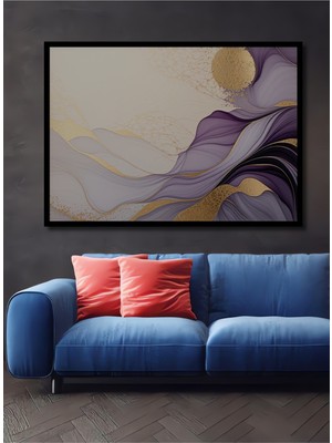 Çerçeve Görünümlü Altın Dokunuşlu Mor Rüyalar Soyut Sanat Dekoratif Ahşap Ev/işyeri/ofis Kare Tablo