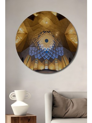 Geometrik Desenli Modern Sanat Tavan Dekoratif Ahşap Ev/işyeri/ofis Yuvarlak Tablo