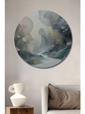 Pastel Rüyası Lotus Çiçekleri Dekoratif Ahşap Ev/işyeri/ofis Yuvarlak Tablo