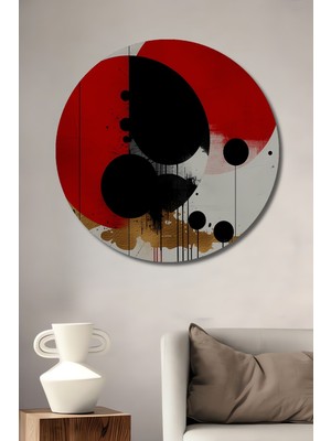Kırmızı Siyah Daireler Modern Sanat Dekoratif Ahşap Ev/işyeri/ofis Yuvarlak Tablo