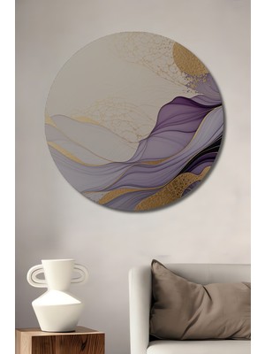 Altın Dokunuşlu Mor Rüyalar Soyut Sanat Dekoratif Ahşap Ev/işyeri/ofis Yuvarlak Tablo