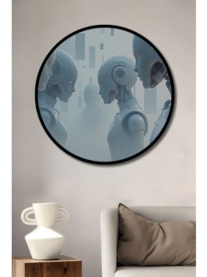 Çerçeve Görünümlü Fütüristik Robotlar Modern Sanat Dekoratif Ahşap Ev/işyeri/ofis Yuvarlak Tablo