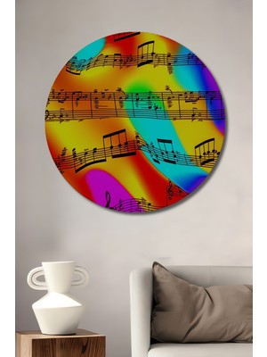 Canlı Renkli Müzik Notaları Dekoratif Ahşap Ev/işyeri/ofis Yuvarlak Tablo