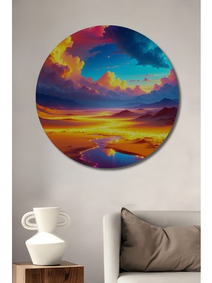 Altın Kumlar Üzerinde Rüya Gökyüzü Yağlı Boya Görünümlü Ev/işyeri/ofis Dekoratif Ahşap Tablo