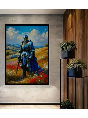 Çerçeve Görünümlü Yağlı Boya Görünümlü Şövalye Çiçek Bahçesi Dekoratif Ahşap Işyeri/ofis Kare Tablo