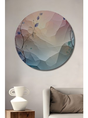 Geometrik Doku Pastel Tonlar Yapraklar Dekoratif Ahşap Ev/işyeri/ofis Yuvarlak Tablo