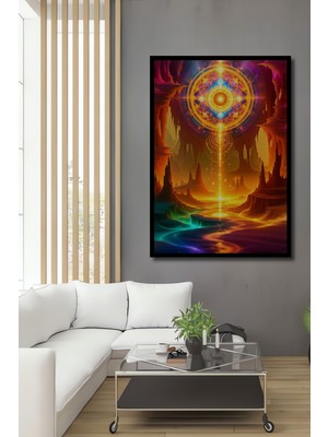 Çerçeve Görünümlü Altın Çağlayan Soyut Sanat Dekoratif Ahşap Ev/işyeri/ofis Kare Tablo