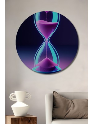 Neon Kum Saati Zamanı Durduran Modern Sanat Ev/işyeri/ofis Dekoratif Ahşap Yuvarlak Tablo