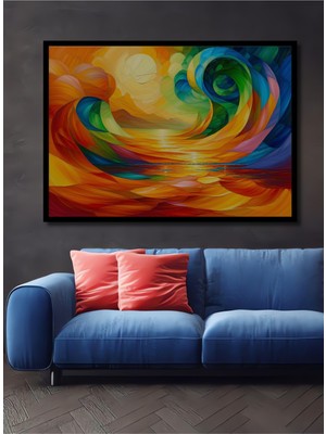 Çerçeve Görünümlü Güneşin Dansı Yağlı Boya Görünümlü Dekoratif Ahşap Ev/işyeri/ofis Kare Tablo