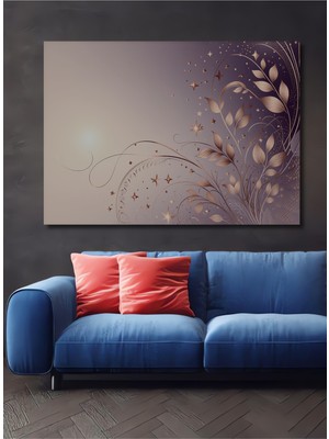 Altın Işıltılı Yapraklar ve Yıldızlar Modern Sanat Dekoratif Ahşap Ev/işyeri/ofis Kare Tablo