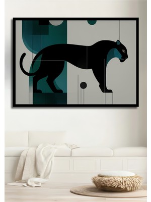 Çerçeve Görünümlü Geometrik Panter Modern Sanat Dekoratif Ahşap Ev/işyeri/ofis Kare Tablo