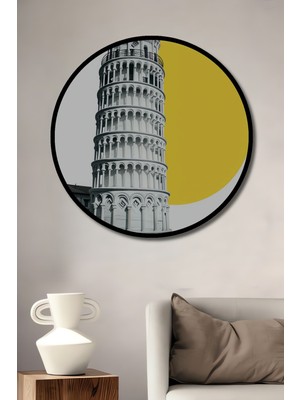 Çerçeve Görünümlü Pisa Kulesi Minimalist Sanat Dekoratif Ahşap Ev/işyeri/ofis Yuvarlak Tablo