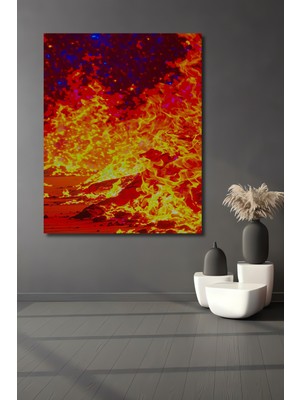 Alevlerin Dansı Yağlı Boya Görünümlü Dekoratif Ahşap Ev/işyeri/ofis Kare Tablo