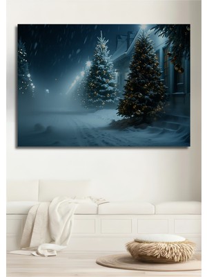 Kar Yağlı Noel Ağaçları Rüyası Yağlı Boya Görünümlü Dekoratif Ahşap Dekoratif Ev/işyeri/ofis Tablo