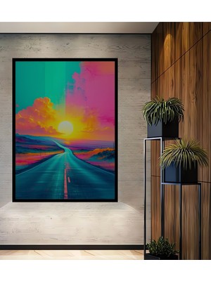 Çerçeve Görünümlü Neon Rüyalar Yolu Soyut Sanat Dekoratif Ahşap Ev/işyeri/ofis Kare Tablo