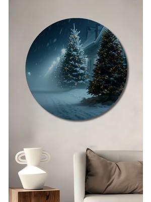 Kar Yağlı Noel Ağaçları Rüyası Yağlı Boya Görünümlü Dekoratif Ahşap Dekoratif Ev/işyeri/ofis Tablo