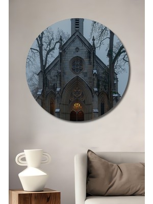 Gotik Katedral Gizemi Dekoratif Ahşap Ev/işyeri/ofis Yuvarlak Tablo