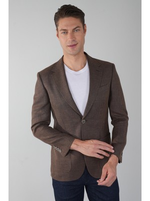 Bisse Erkek Platinum Regular Fit Torba Cep Yün Ceket Kahve PCK25Y25007_D11