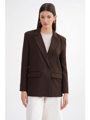 4516 Kadın Bezayağı Blazer Ceket Kahve