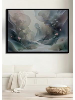 Çerçeve Görünümlü Pastel Rüyası Lotus Çiçekleri Dekoratif Ahşap Ev/işyeri/ofis Kare Tablo