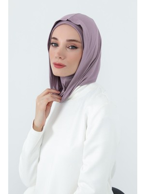 Aisha's Design Kapşon ve Kapatıcı Özellikli Penye Kadın Hazır Bone,B-89P,Lila