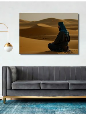Çöl Meditasyonu Yağlı Boya Görünümlü Dekoratif Ahşap Ev/işyeri/ofis Kare Tablo