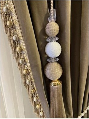 Belirtilmemiş Perde Aksesuarı Super Lüks Dekoratif Perde Aksesuarı Şık Aksesuar Orta Sarkıt Sütlü Kahve Krem