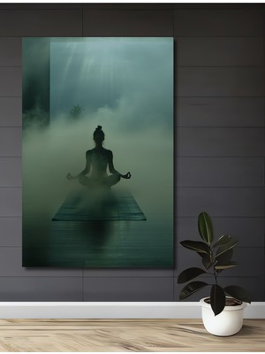 Sisli Meditasyon Yağlı Boya Görünümlü Dekoratif Ahşap Ev/işyeri/ofis Kare Tablo