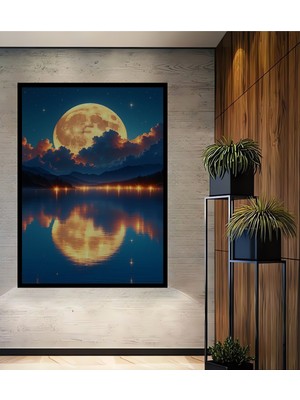 Çerçeve Görünümlü Gölge Yansıması Ay Işığı Modern Sanat Dekoratif Ahşap Ev/işyeri/ofis Kare Tablo