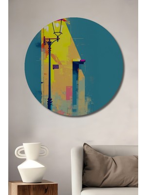 Sokak Lambası Modern Sanat Yağlı Boya Görünümlü Dekoratif Ahşap Ev/işyeri/ofis Yuvarlak Tablo