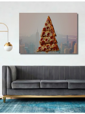 New York Pizza Rüyası Dekoratif Ahşap Ev/işyeri/ofis Kare Tablo