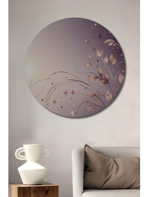 Altın Işıltılı Yapraklar ve Yıldızlar Modern Sanat Dekoratif Ahşap Ev/işyeri/ofis Yuvarlak Tablo