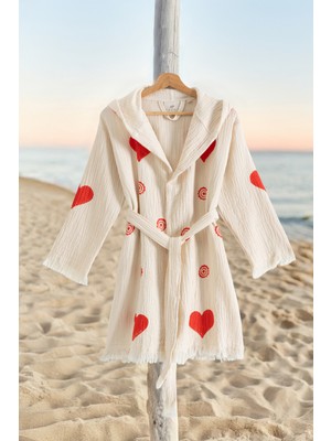 Varol %100 Organik, El Işçiliği Taş Baskı Garson Boy Bornozu - Lovely