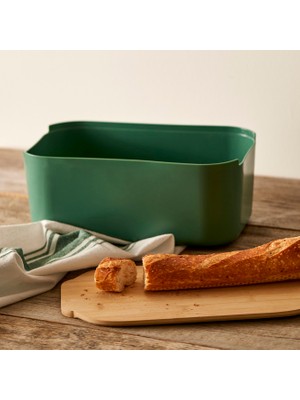 Breed 2in1 Kesme Tahtalı Ekmek Kutusu Haki (33X18,5X12 Cm)