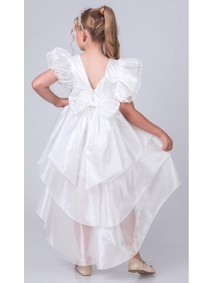 Kız Çocuk Abiye Elbise Fırfırlı, Ön Kısa Arka Uzun Özel Gün Elbisesi